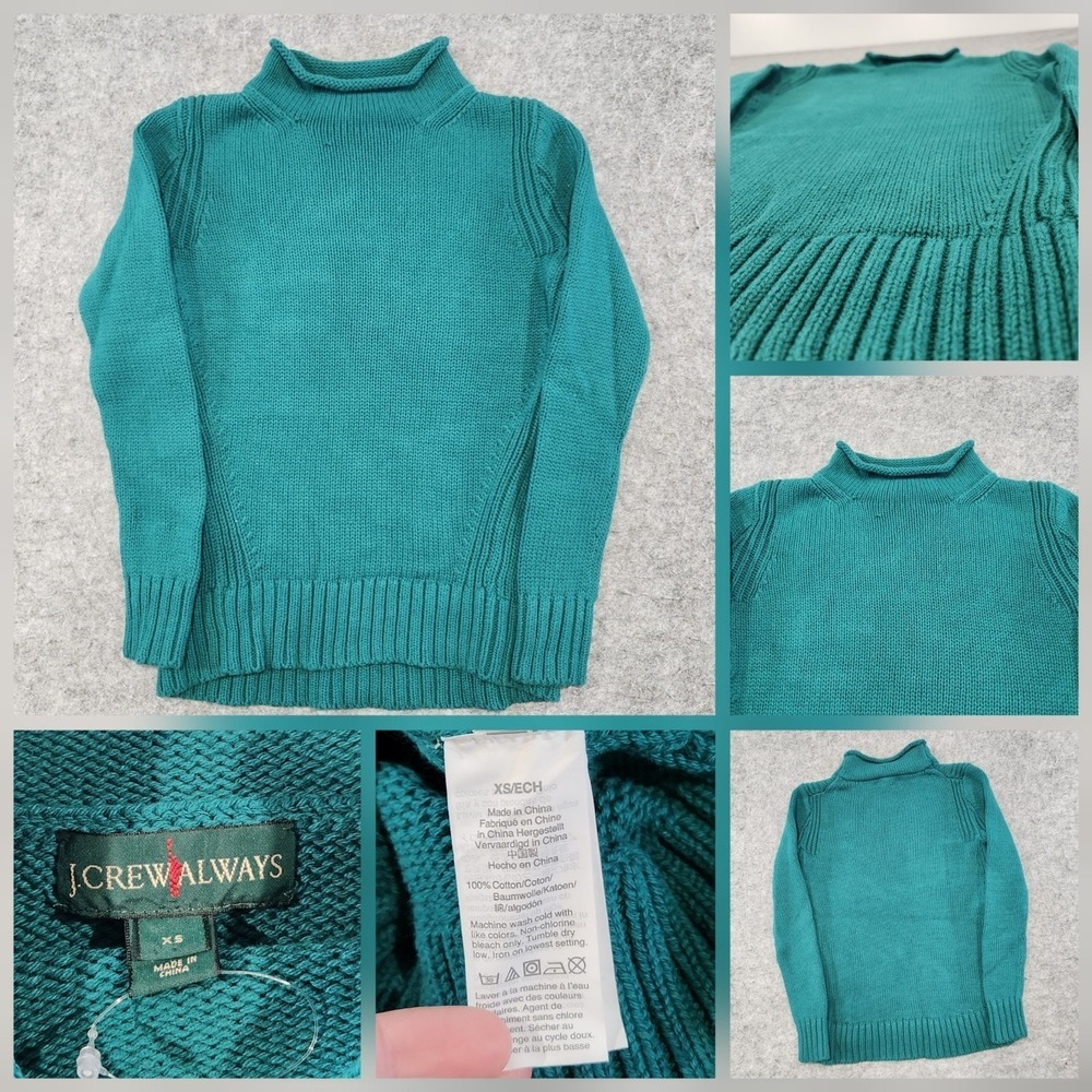 J Crew Always Womens XS 100% Cotton Knit 1988 Rollneck Oarsman Pullover Sweater